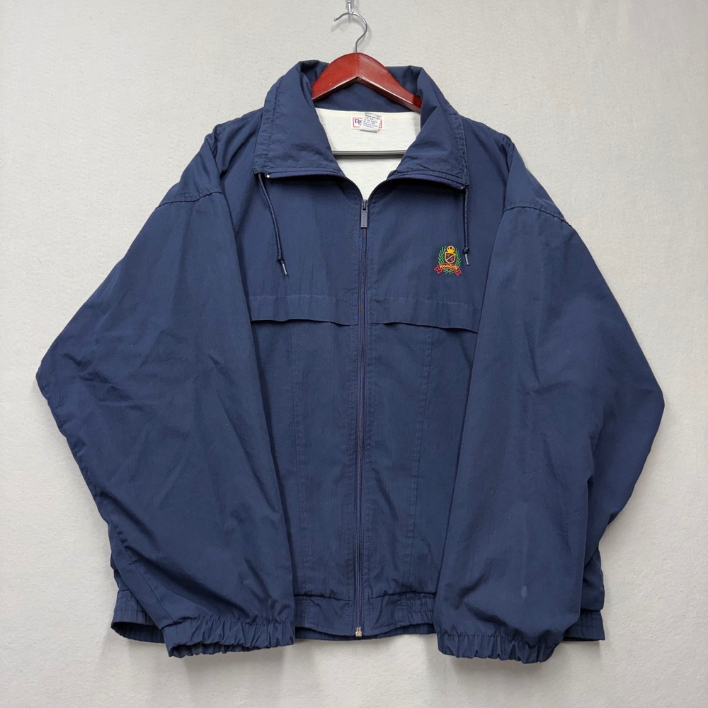 Reebok Jacket Mens XL Blue Sport Vintage 90s Windbreaker Full Zip Crest Logo